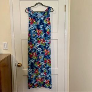 Jane Ashley Maxi Floral Print Hawaiian Sleeveless Dress Size L